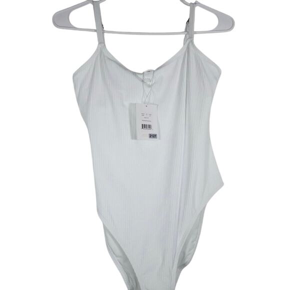 Flawed Andie Swim Women's Small White The Amalfi Ribbed Swimsuit Padded 2127 - Picture 2 of 12